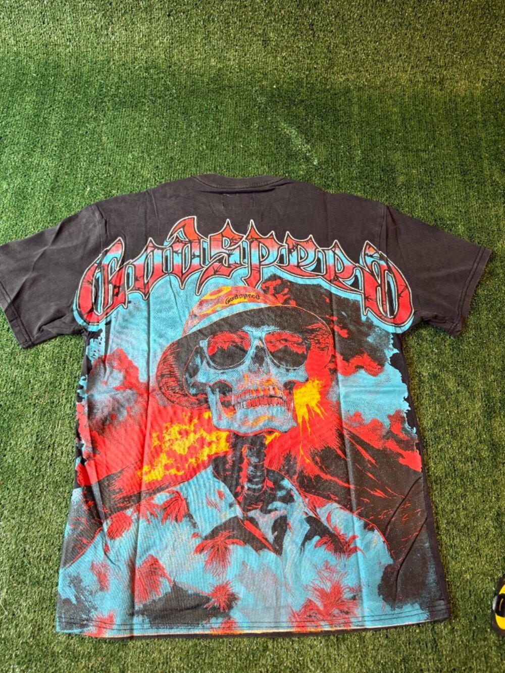 Godspeed Skull Graphic Tee Black Vintage Wash NWT
